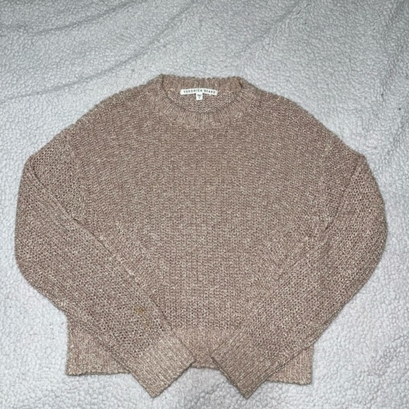 VERONICA BEARD Leah Crewneck Pullover Open Knit Sweater - Rose Gold - Size M - Picture 7 of 9